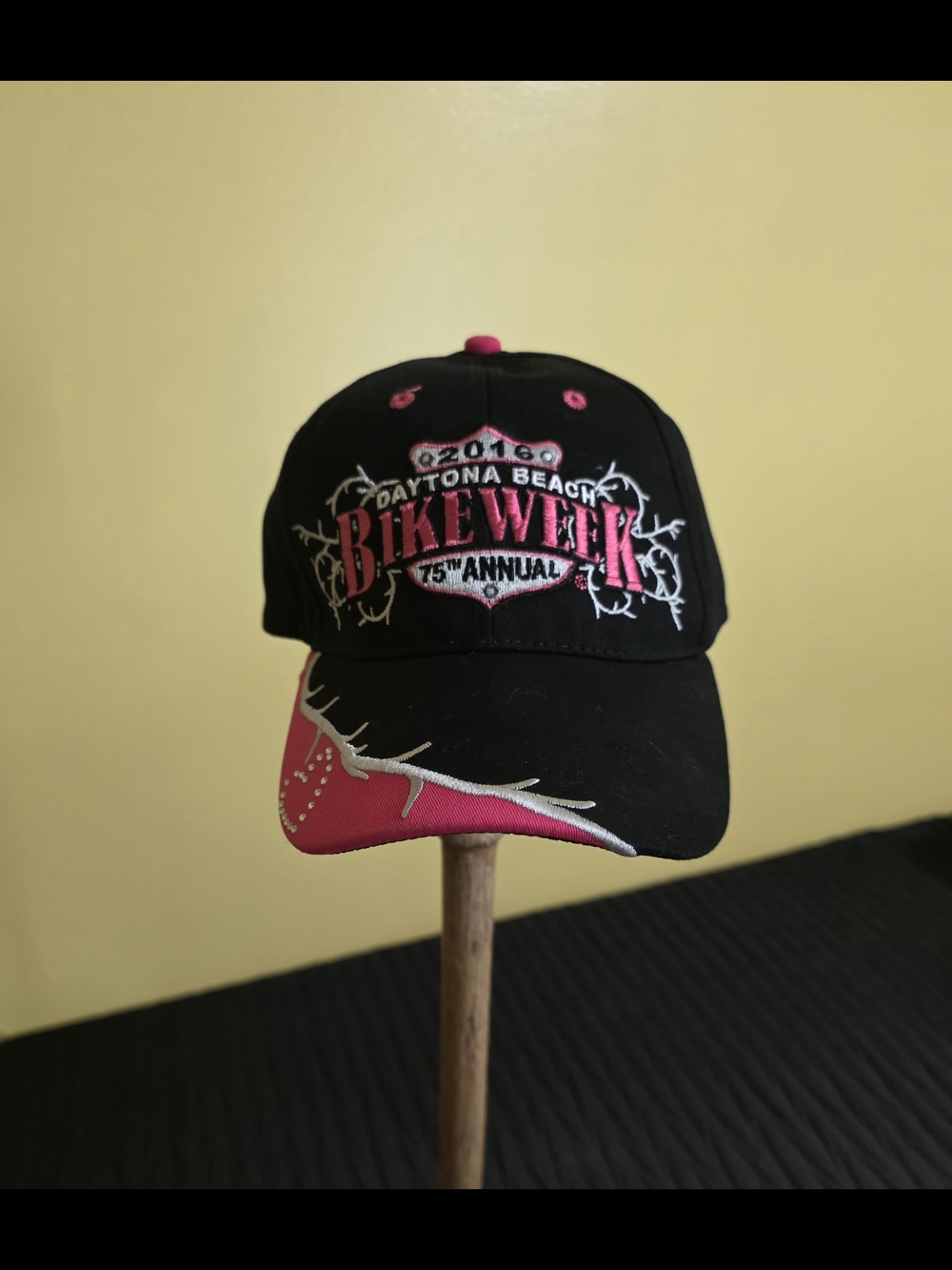 Daytona Beach Bike Week Black & Pink Embroidered Baseball Cap